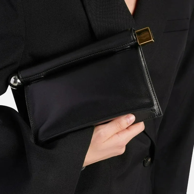 Nappa Leather Roll - Up Clutch Bag – Folding Chain Crossbody, Evening Shoulder Pouch, Designer Women's Party Bag - GiftWave.co