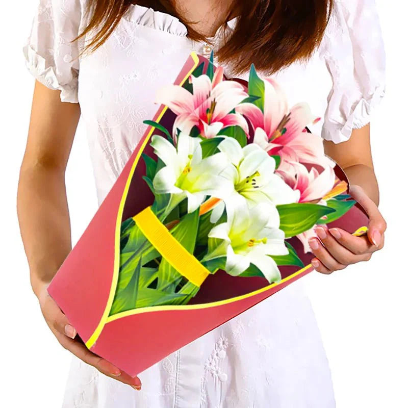 Thoughtful 3D Pop - Up Flower Bouquet Card - Forever Floral Greeting Set - GiftWave.co