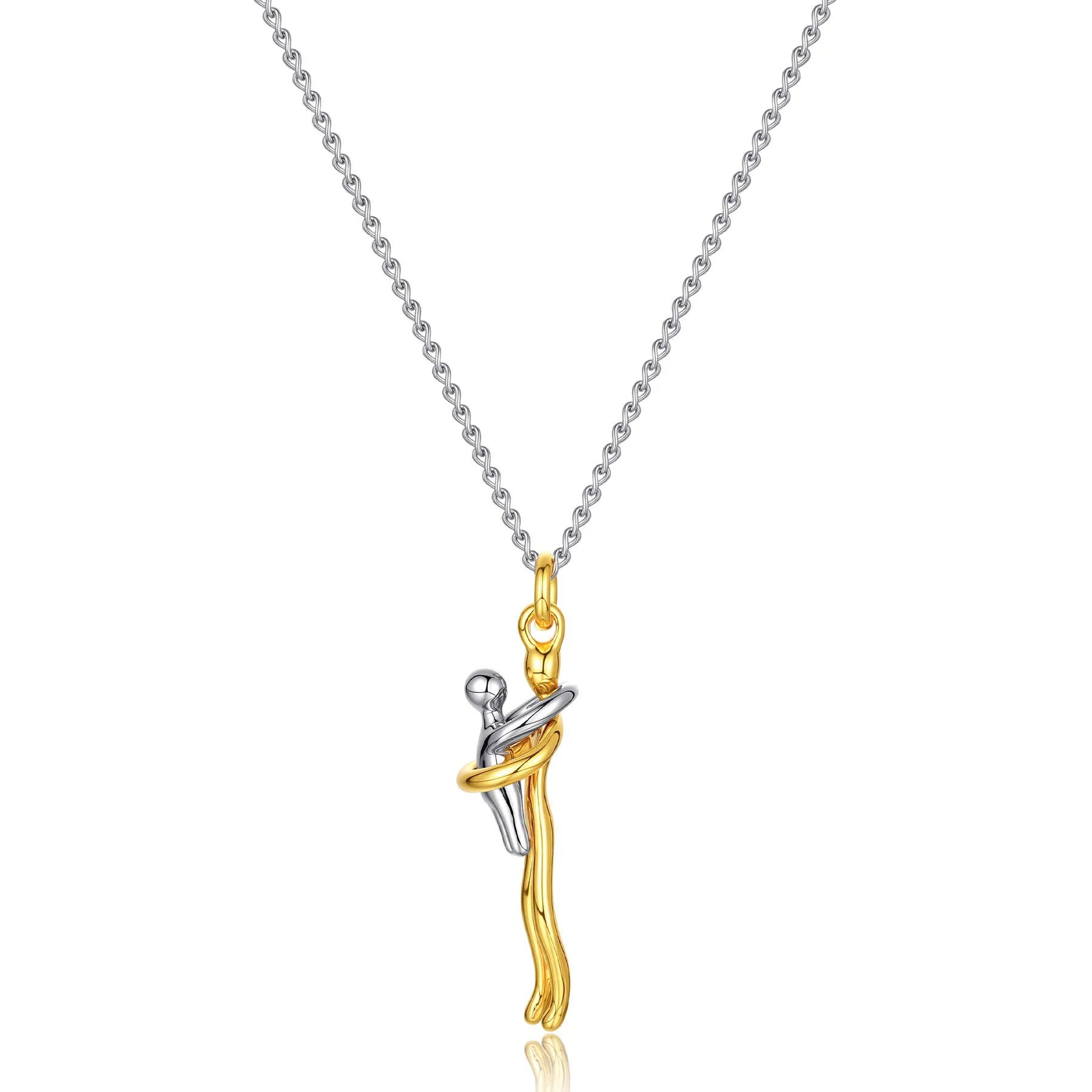 Mother & Child Hugging Pendant Necklace – Stainless Steel Minimalist Mom Charm, Anniversary Jewelry Gift - GiftWave.co
