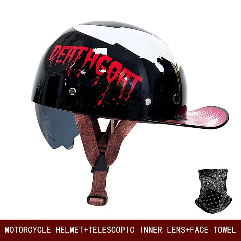 Retro Motorcycle Half Helmet Open Face Bike Cruiser Skateboard Helmet Su... — Gift Idea