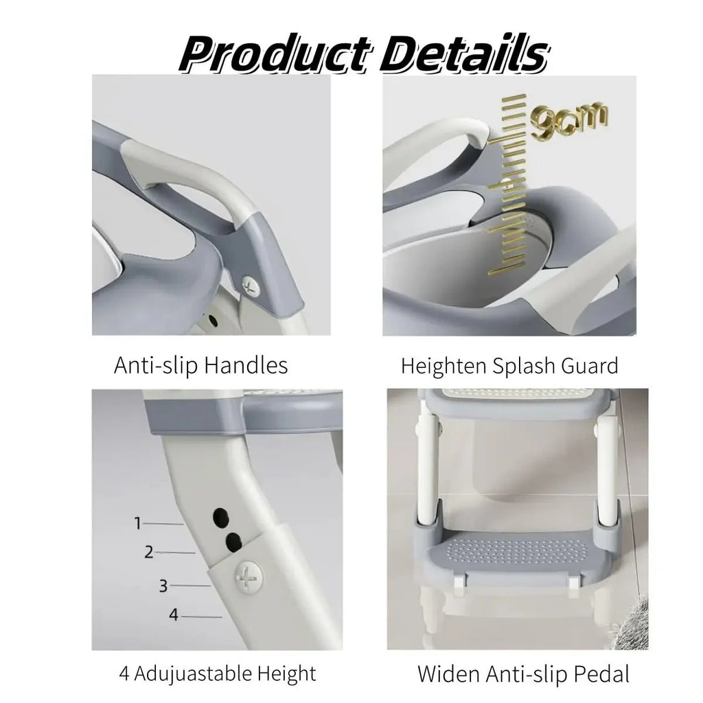 3-in-1 Toddler Potty Training Seat with Steps - Adjustable Toilet Ladder... — View 6