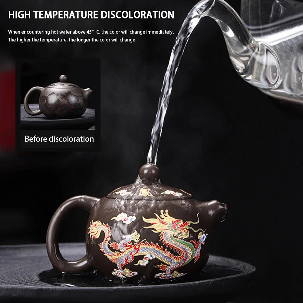 Hand-made Dragon & Phoenix Color-Changing Purple Clay Teapot | Tradition... — View 5