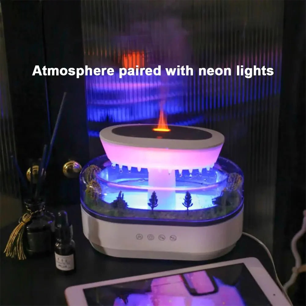 Rain Cloud Aroma Diffuser Zen Raindrops Air Humidifier 4 - in - 1 Essential Oil 7 - Color Night Light USB - GiftWave.co