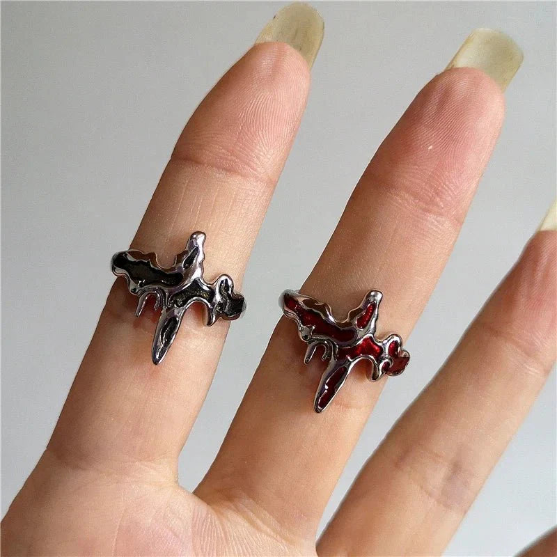 DarkAesthetic™ Gothic Cross Ring | Punk Irregular Y2K Grunge Jewelry — View 4
