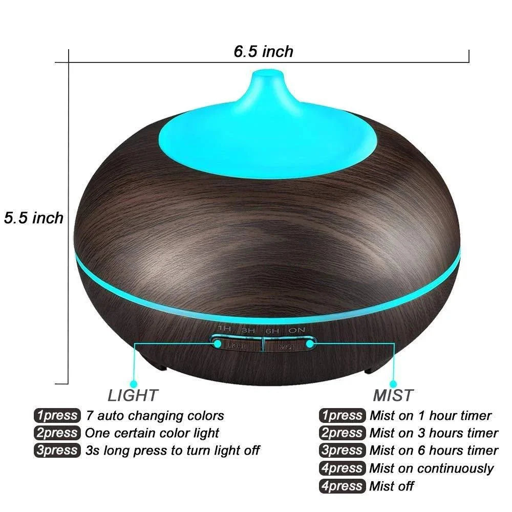 Essential Oil Diffuser 550ml Ultrasonic Aromatherapy Humidifier 4 Timer ... — View 4