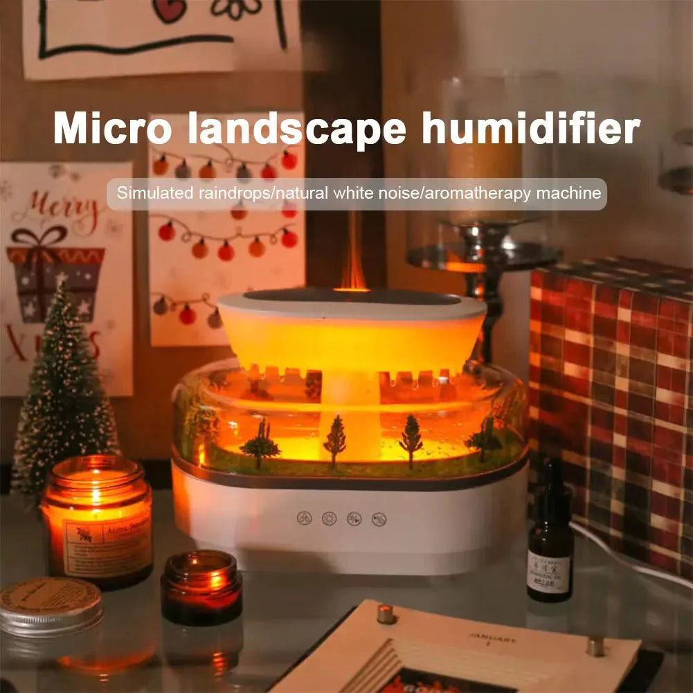 Rain Cloud Aroma Diffuser Zen Raindrops Air Humidifier 4 - in - 1 Essential Oil 7 - Color Night Light USB - GiftWave.co