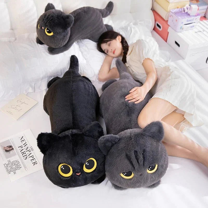 Cute Black Cat Plush Toy - Kawaii Cuddly Pillow Cushion — View 2