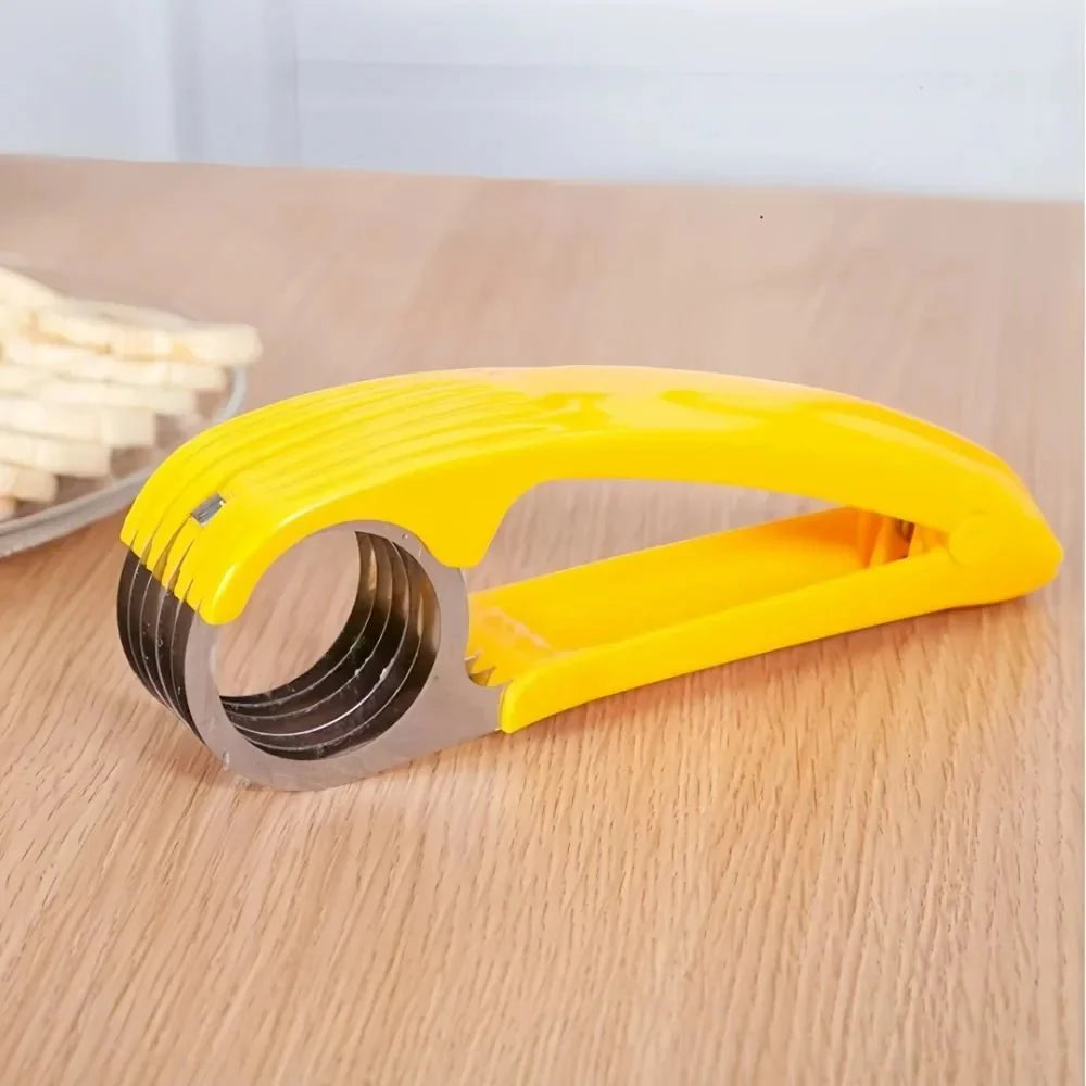 Banana Slicer Curved Handle Stainless Steel Fruit Cutter Kitchen Gadget ... — View 4