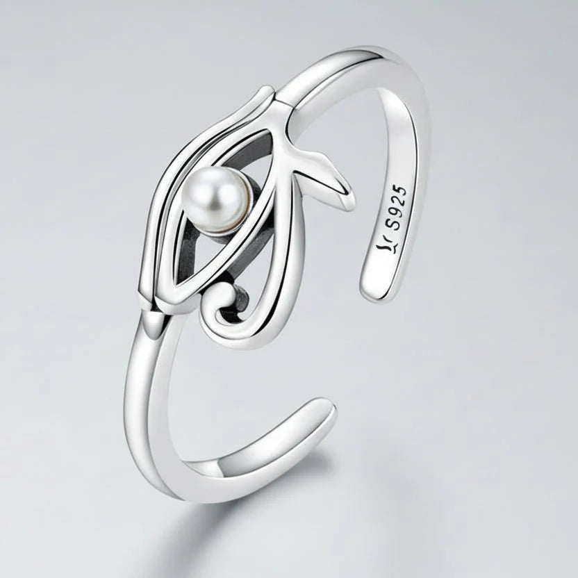 Eye of Horus Protection Ring | 925 Sterling Silver Lucky Hollow Open Ring — View 2