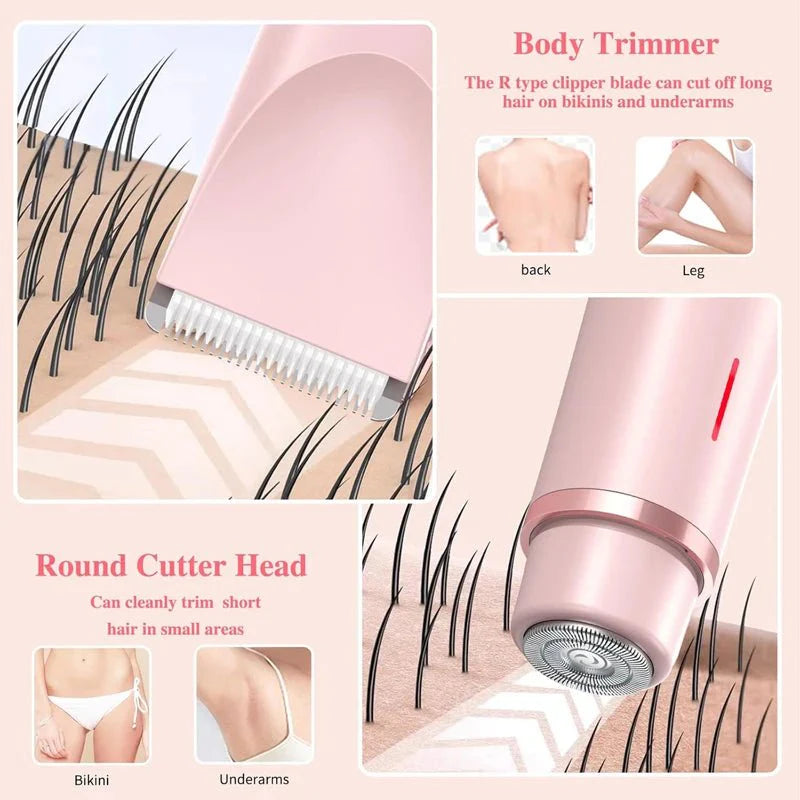 PureGlide 2 in 1 Electric Bikini Trimmer Shaver for Women, Dual Head Wet & Dry Hair Razor Waterproof with Detachable Heads - GiftWave.co