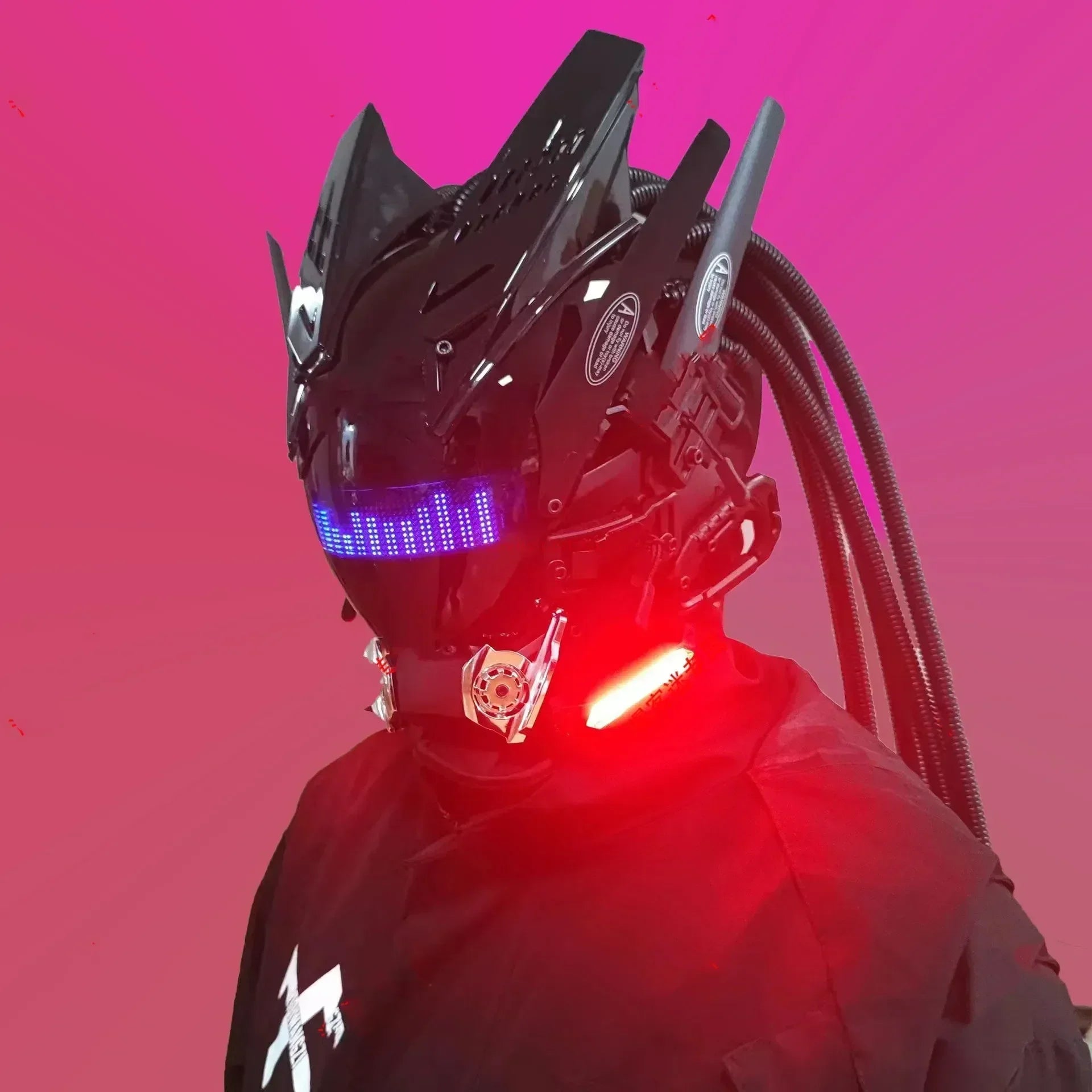 Cyberpunk Helmet Shinobi Mask: Robot Samurai Armor with LED Light — View 36