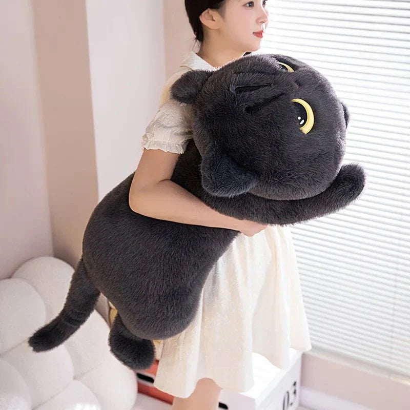 Cute Black Cat Plush Toy - Kawaii Cuddly Pillow Cushion — View 3