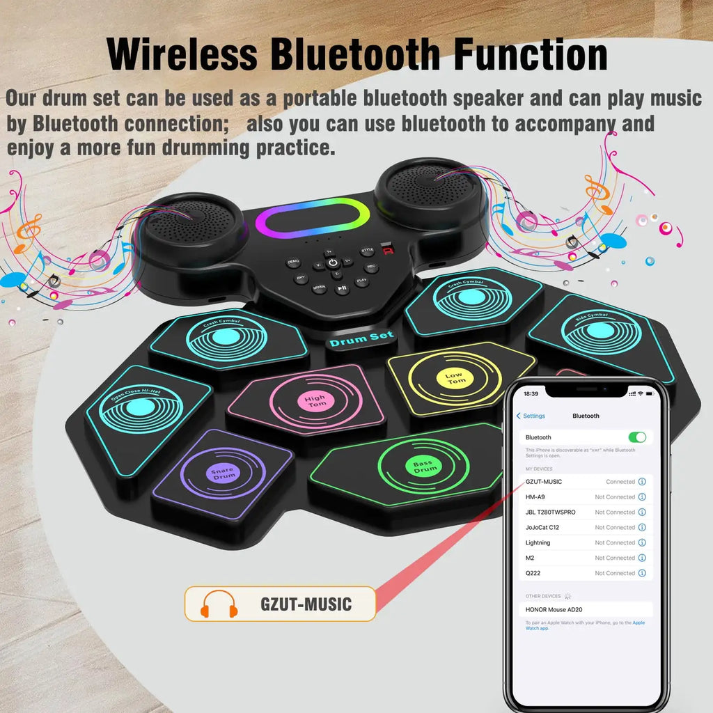 9-Pad Portable Smart Electronic Drum Kit — View 6