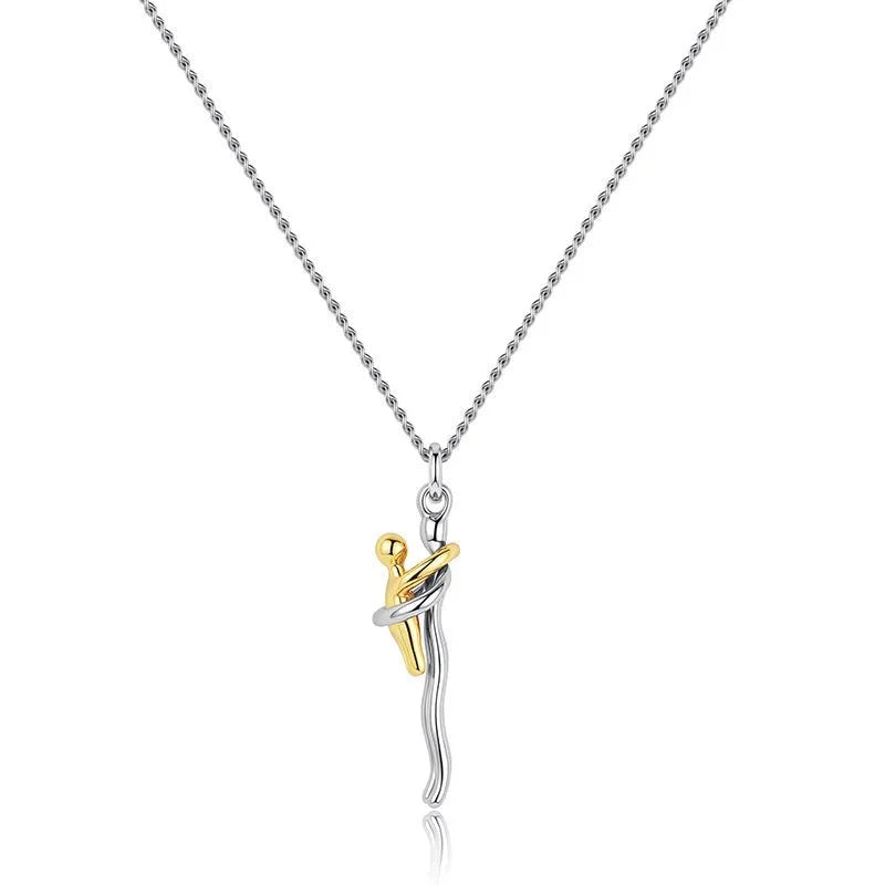 Mother & Child Hugging Pendant Necklace – Stainless Steel Minimalist Mom Charm, Anniversary Jewelry Gift - GiftWave.co