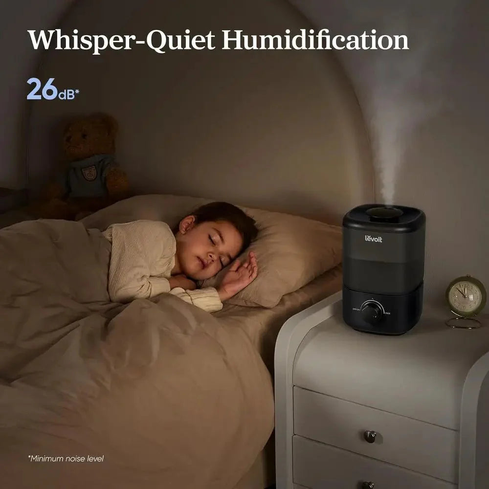 Top - Fill Humidifier 2.5L 360° Nozzle Auto Shut - Off Quiet Cool Mist Baby Bedroom Plants Black - GiftWave.co