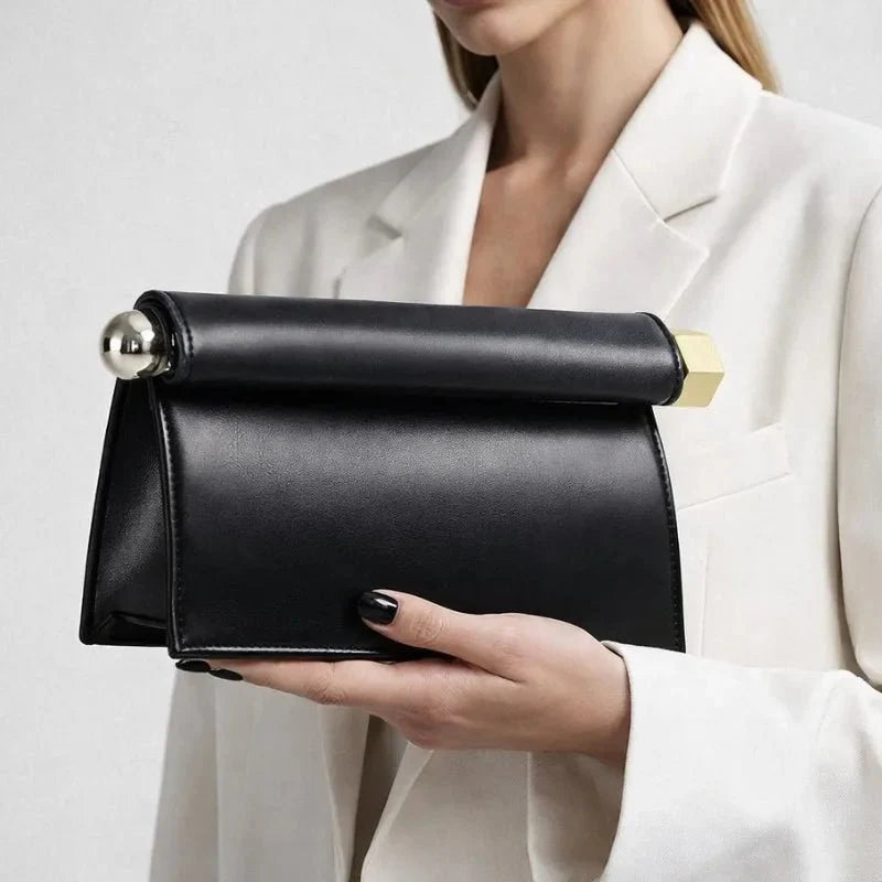 Nappa Leather Roll - Up Clutch Bag – Folding Chain Crossbody, Evening Shoulder Pouch, Designer Women's Party Bag - GiftWave.co