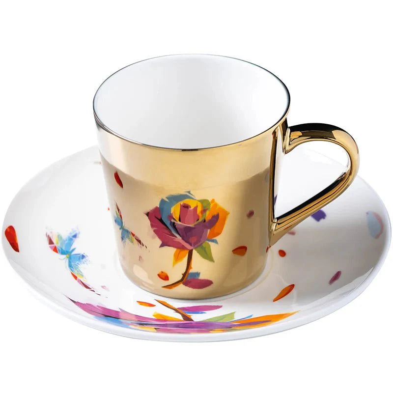 ZenSands Nordic Picasso Lion Mirror Cup Saucer Set Anamorphic Porcelain Illusion Coffee Cup Gift - GiftWave.co