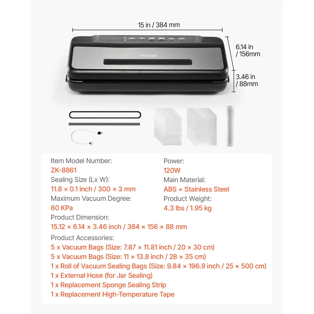 80Kpa Vacuum Sealer Machine 7-in-1 Dry Wet Food Sealer with Built-In Cutter — View 7