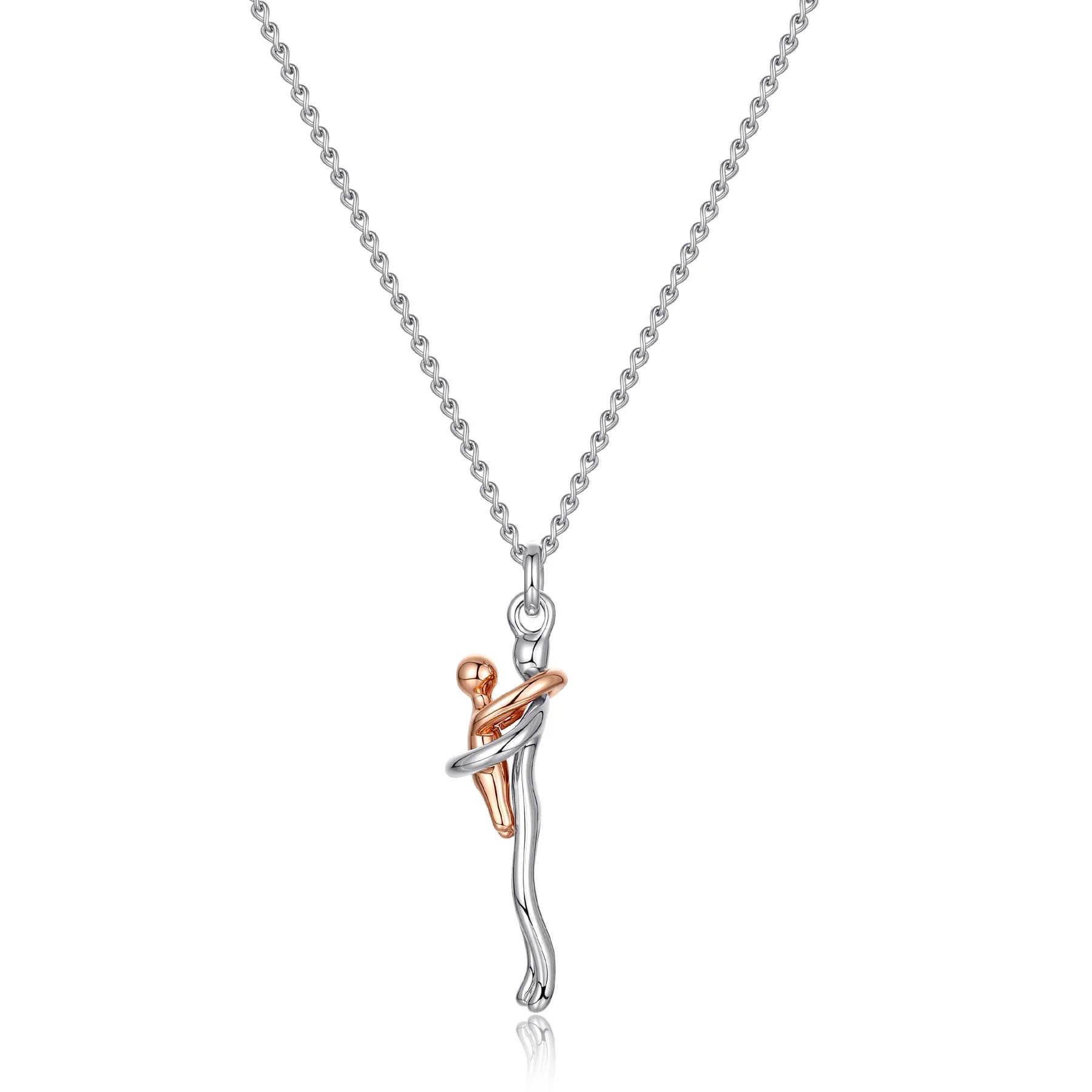 Mother & Child Hugging Pendant Necklace – Stainless Steel Minimalist Mom Charm, Anniversary Jewelry Gift - GiftWave.co