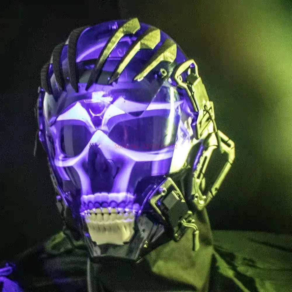 Cyberpunk Helmet Shinobi Mask: Robot Samurai Armor with LED Light — View 23
