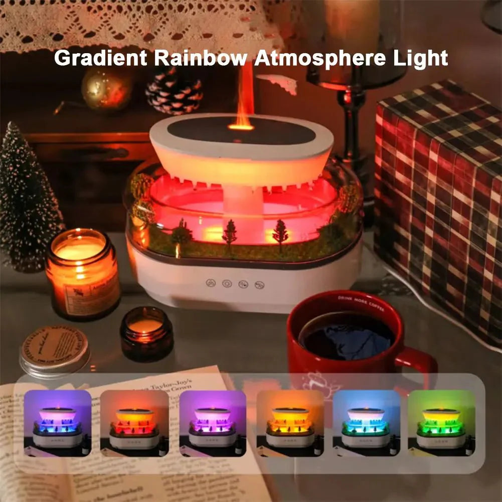 Rain Cloud Aroma Diffuser Zen Raindrops Air Humidifier 4 - in - 1 Essential Oil 7 - Color Night Light USB - GiftWave.co