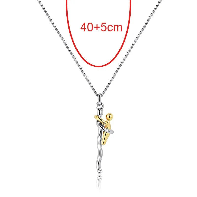 Mother & Child Hugging Pendant Necklace – Stainless Steel Minimalist Mom Charm, Anniversary Jewelry Gift - GiftWave.co