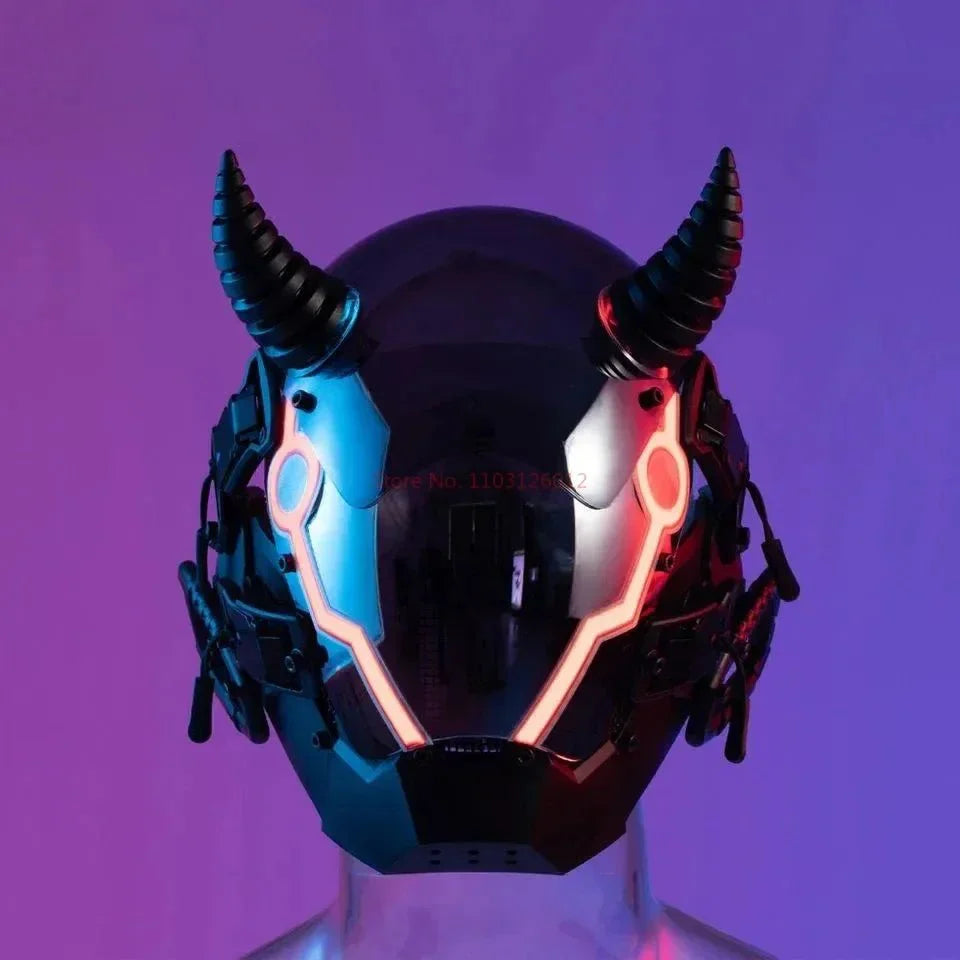 Cyberpunk Helmet Shinobi Mask: Robot Samurai Armor with LED Light — View 16