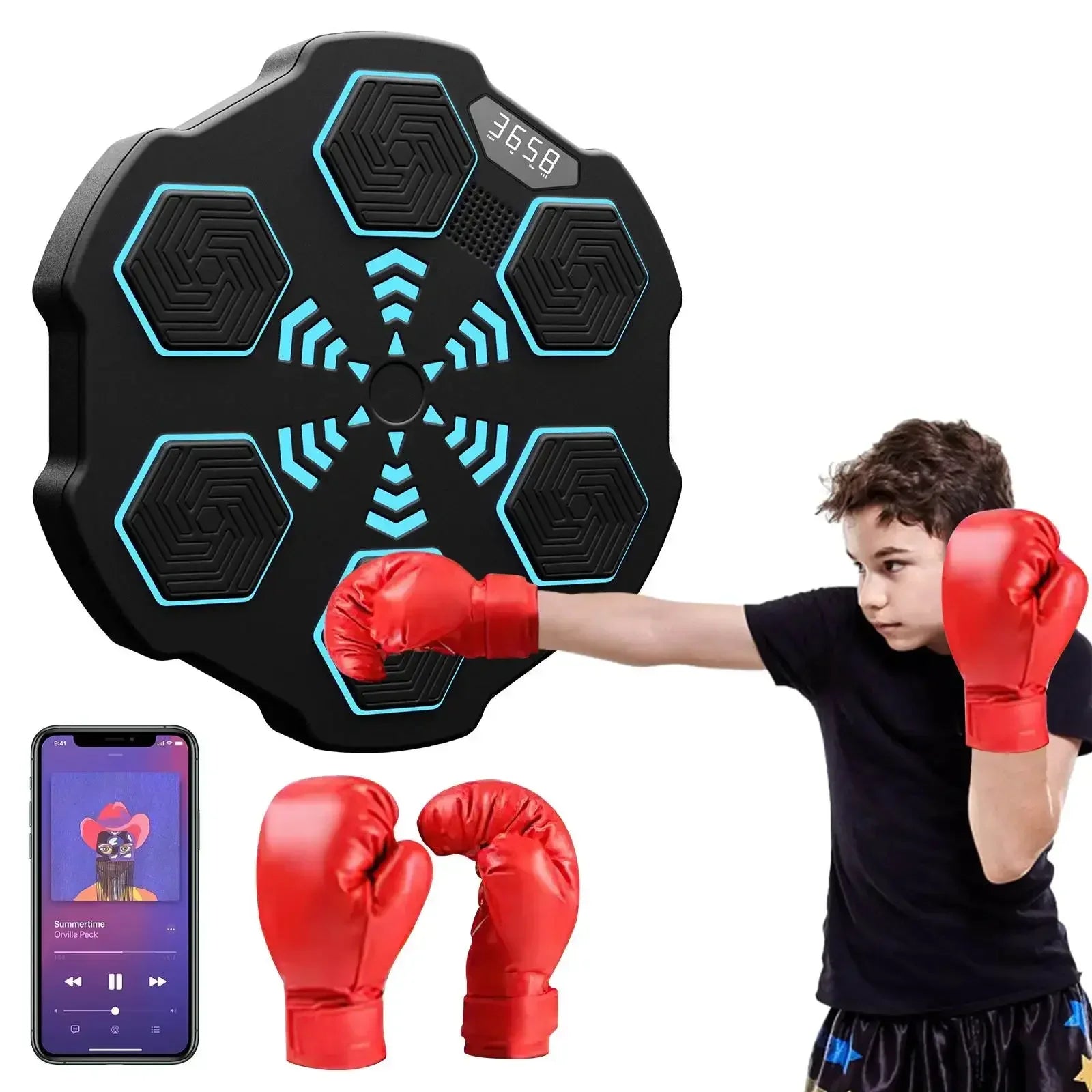 RhythmStrike: LED Music Boxing Machine with Gloves - GiftWave.co