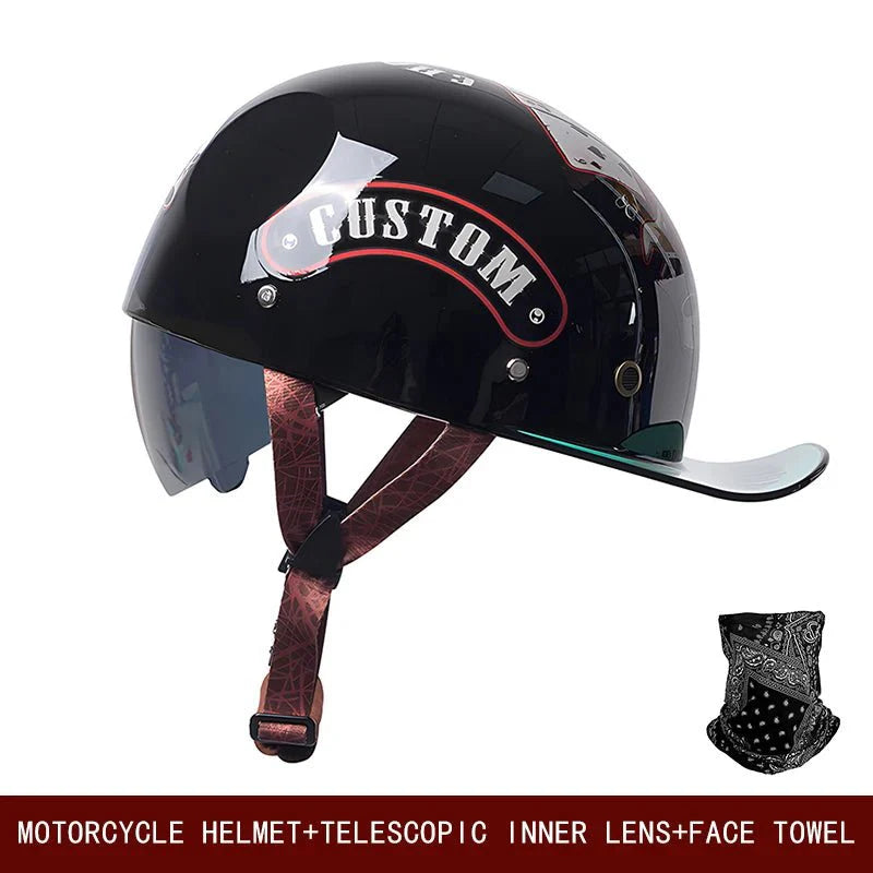 Retro Motorcycle Half Helmet Open Face Bike Cruiser Skateboard Helmet Su... — View 2