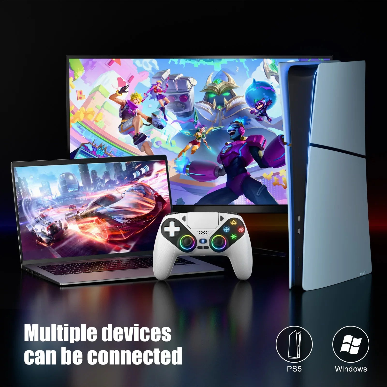 Wireless PS5 Controller – Hall Effect Triggers & Joysticks, RGB Lighting, Turbo, Programmable Buttons, PS5/PC - GiftWave.co