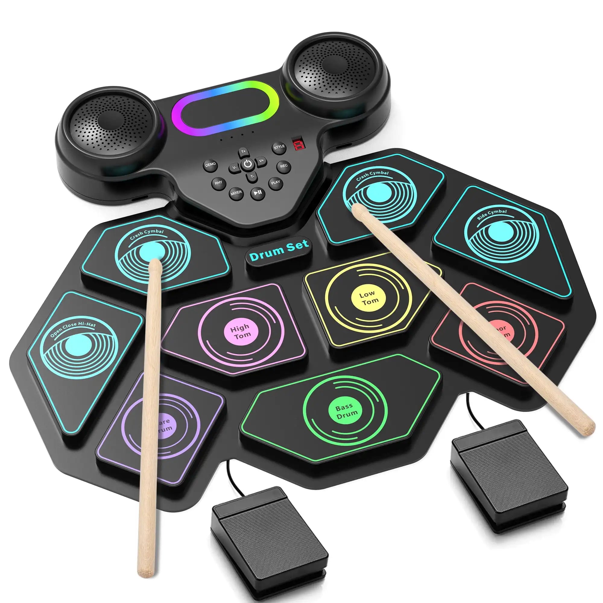 9-Pad Portable Smart Electronic Drum Kit — View 2