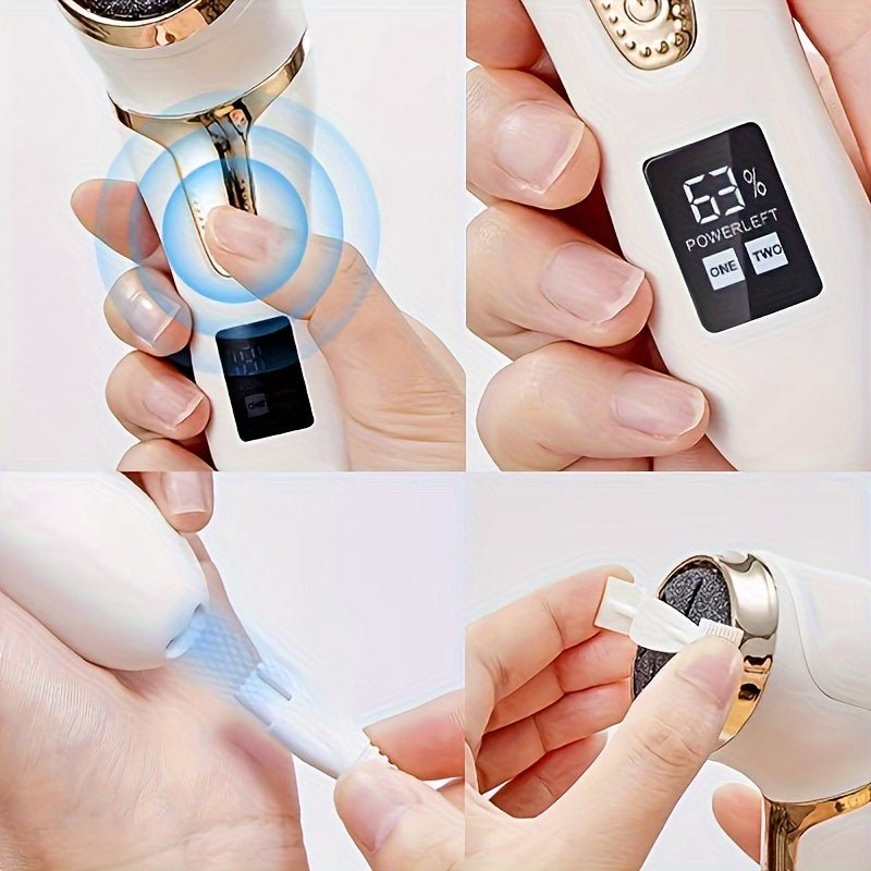 Professional Electric Foot Callus Remover – 3 Roller Heads, 2 - Speed, IPX6 Waterproof, USB Rechargeable - GiftWave.co