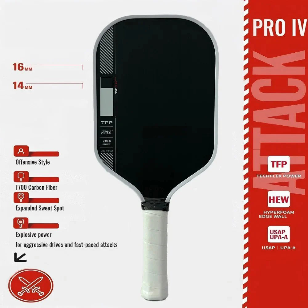 Perseus Pro IV Gen - 4 Pickleball Paddle 16mm TechFlex Carbon Fiber USAP Certified Tournament Power - GiftWave.co