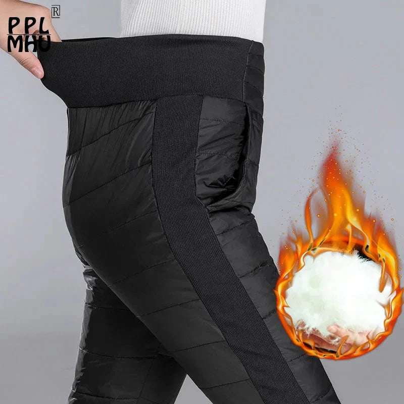 Winter Down Cotton Pencil Pants | Windproof High - Waist Warm Slim Trousers - GiftWave.co