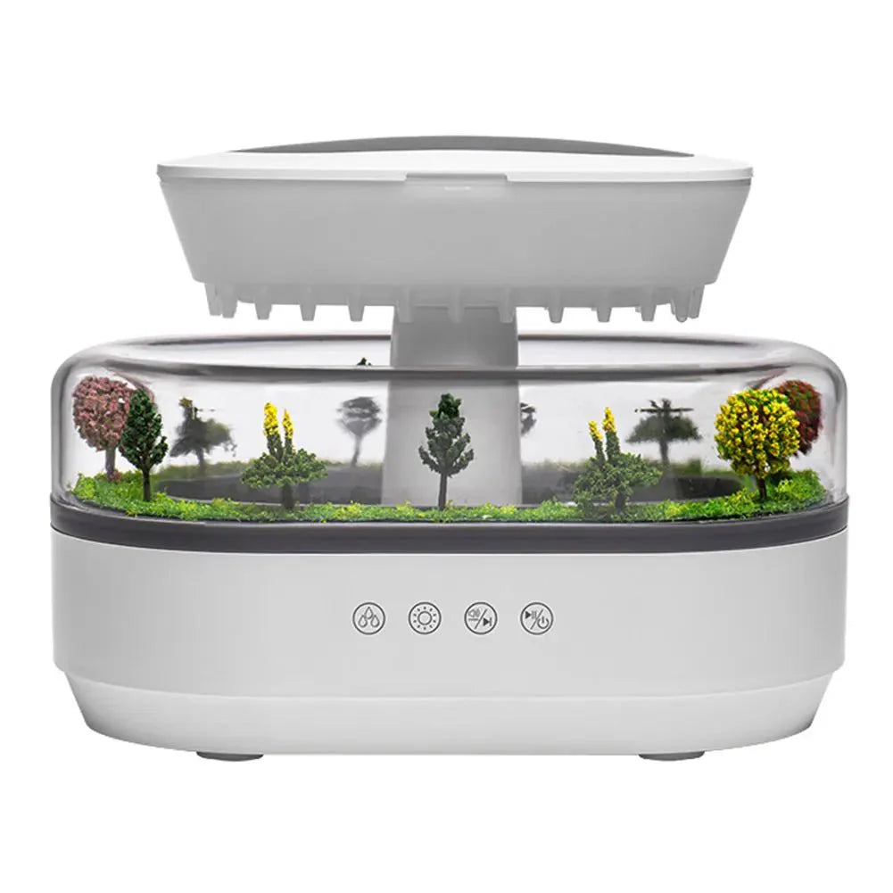Rain Cloud Aroma Diffuser Zen Raindrops Air Humidifier 4 - in - 1 Essential Oil 7 - Color Night Light USB - GiftWave.co