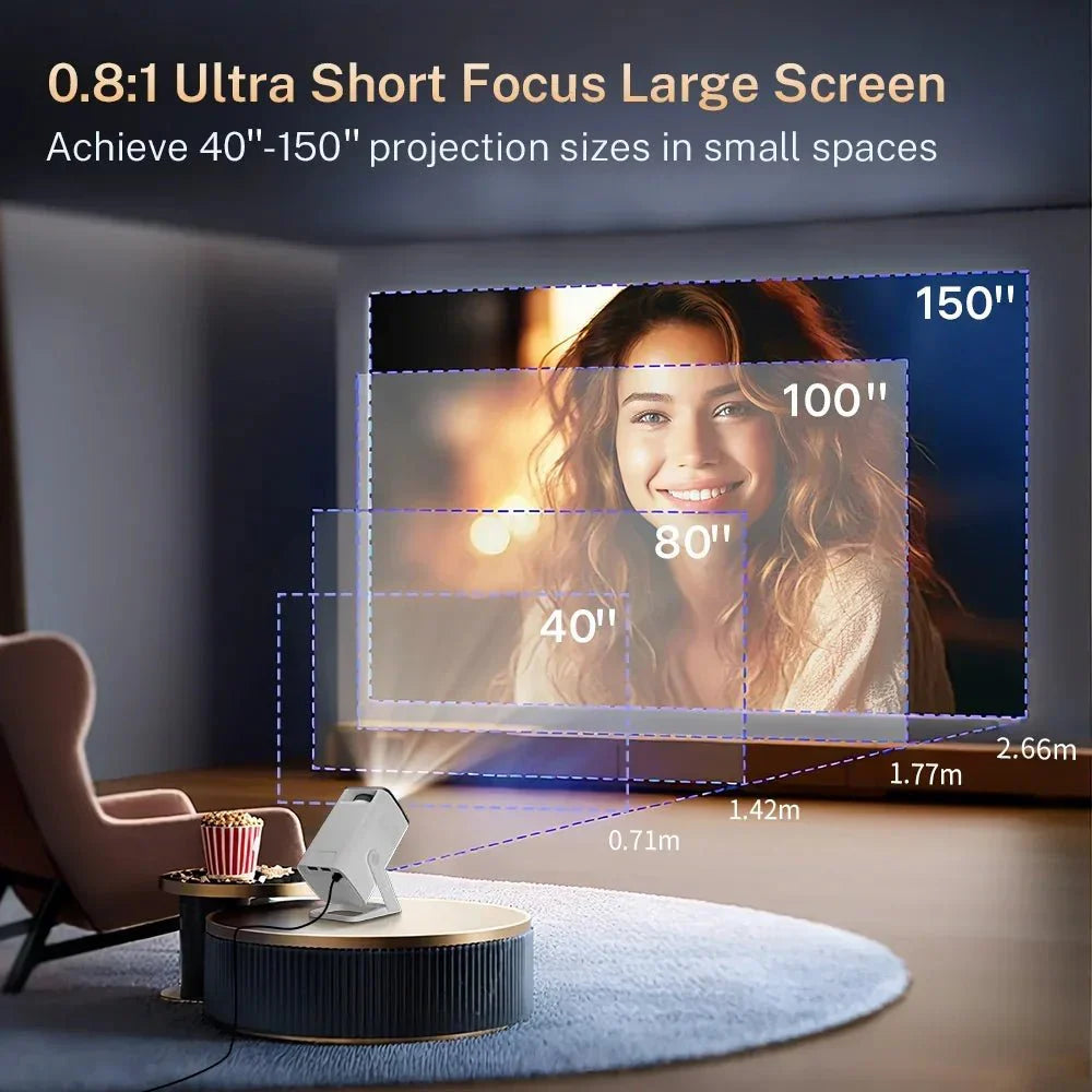 Mini Portable Projector 1080P WiFi Bluetooth, Outdoor Movie Projector Auto Keystone, 180° Rotation - GiftWave.co
