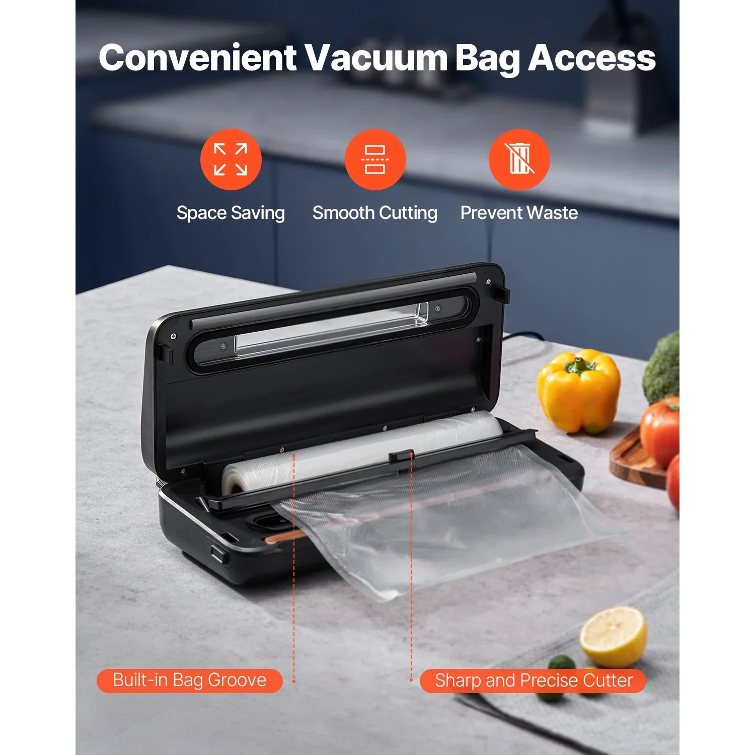 80Kpa Vacuum Sealer Machine 7-in-1 Dry Wet Food Sealer with Built-In Cutter — View 4