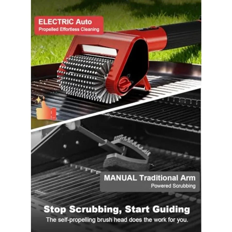 Electric Grill Brush Rechargeable 650RPM Spinning LED Stainless Steel Co... — View 6