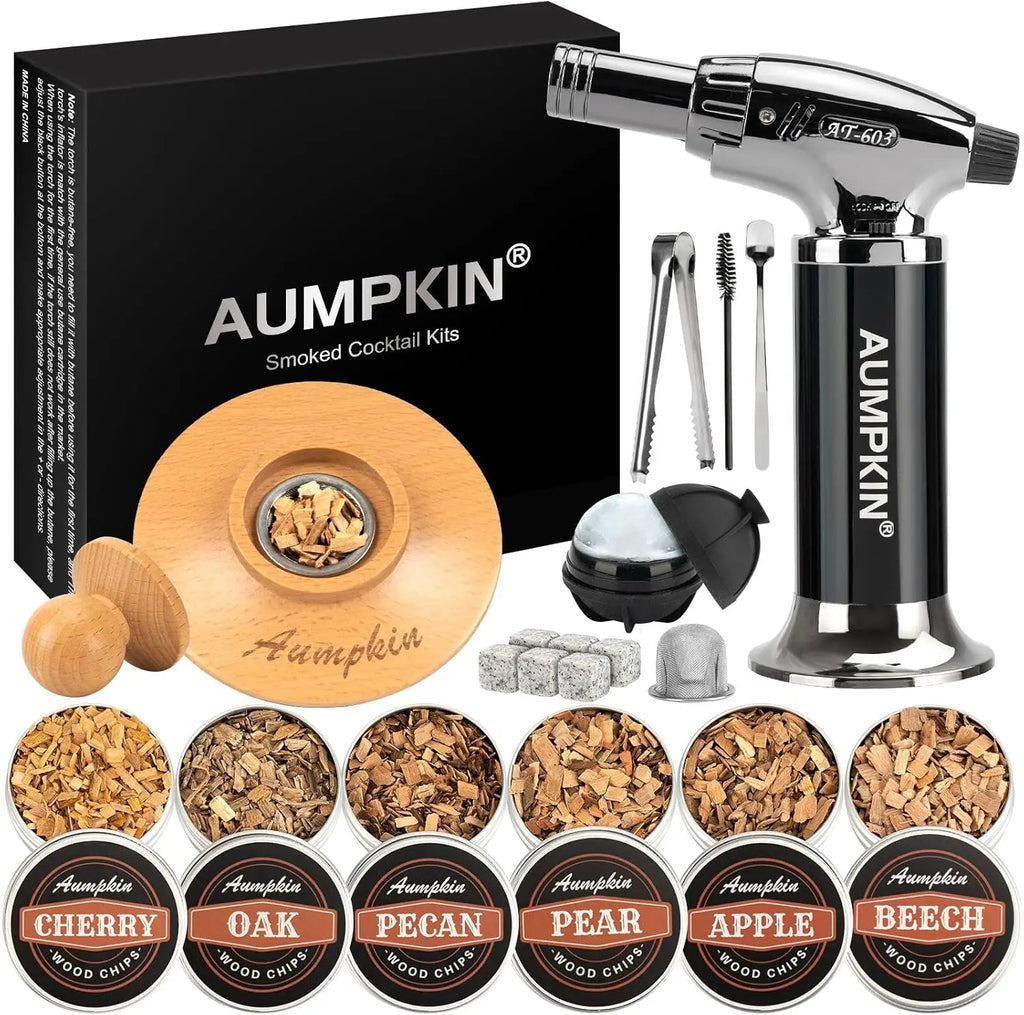 Cocktail Smoker Kit – Oak Smoke Top, Torch, 2 Glasses, 6 Wood Chips – Ol... — View 2
