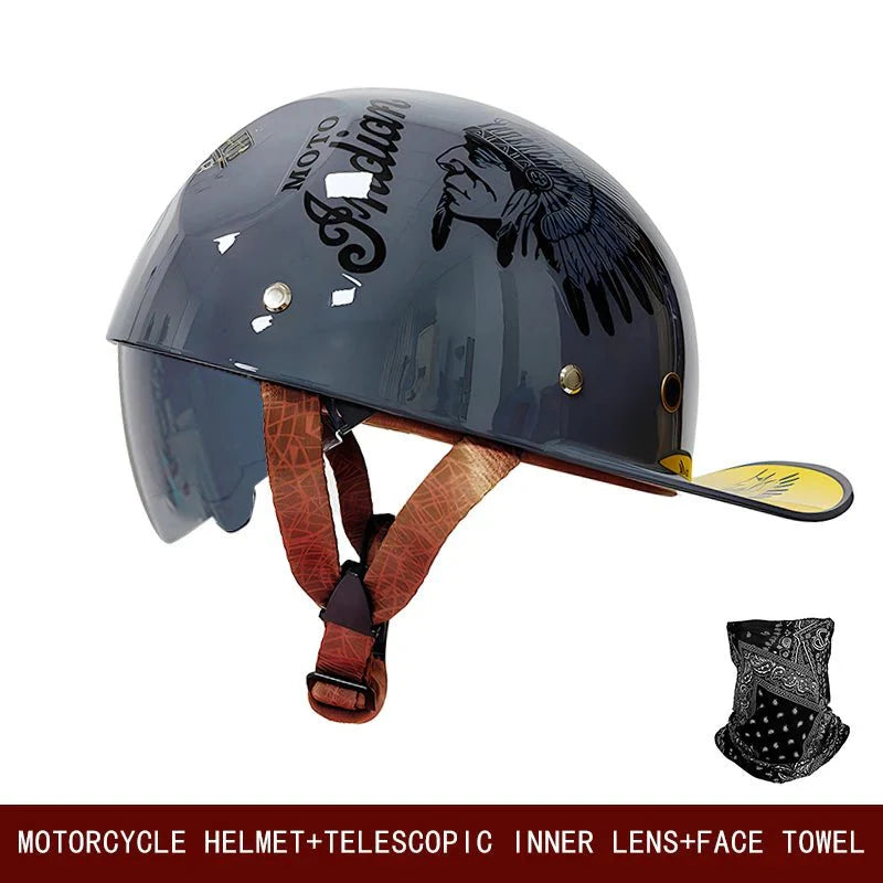 Retro Motorcycle Half Helmet Open Face Bike Cruiser Skateboard Helmet Su... — View 7