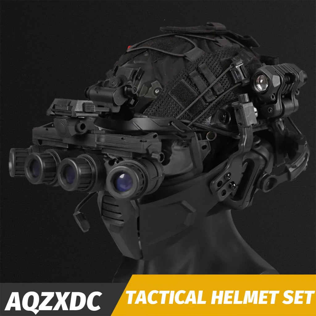 Tactical Airsoft Noise Reduction Military Headphones Night Vision Helmet Set with Flashlight - GiftWave.co