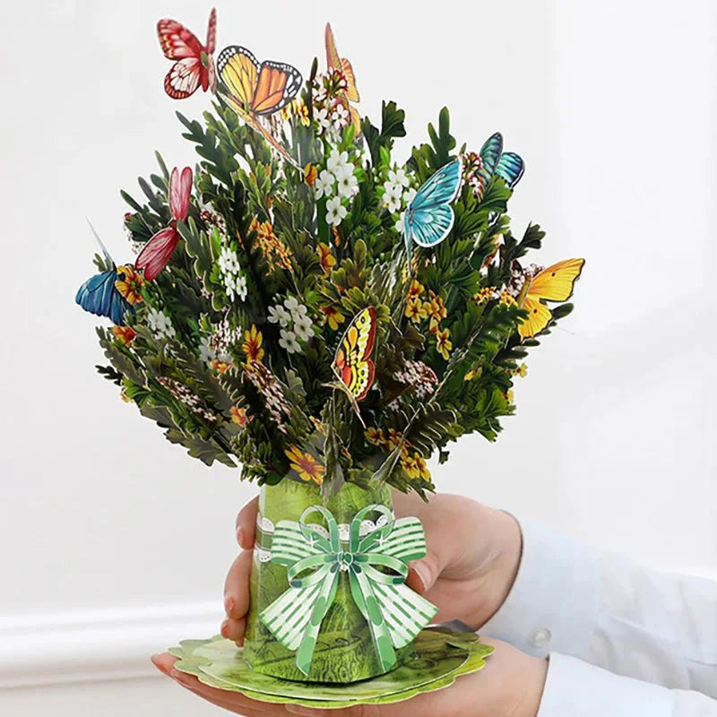 Thoughtful 3D Pop - Up Flower Bouquet Card - Forever Floral Greeting Set - GiftWave.co