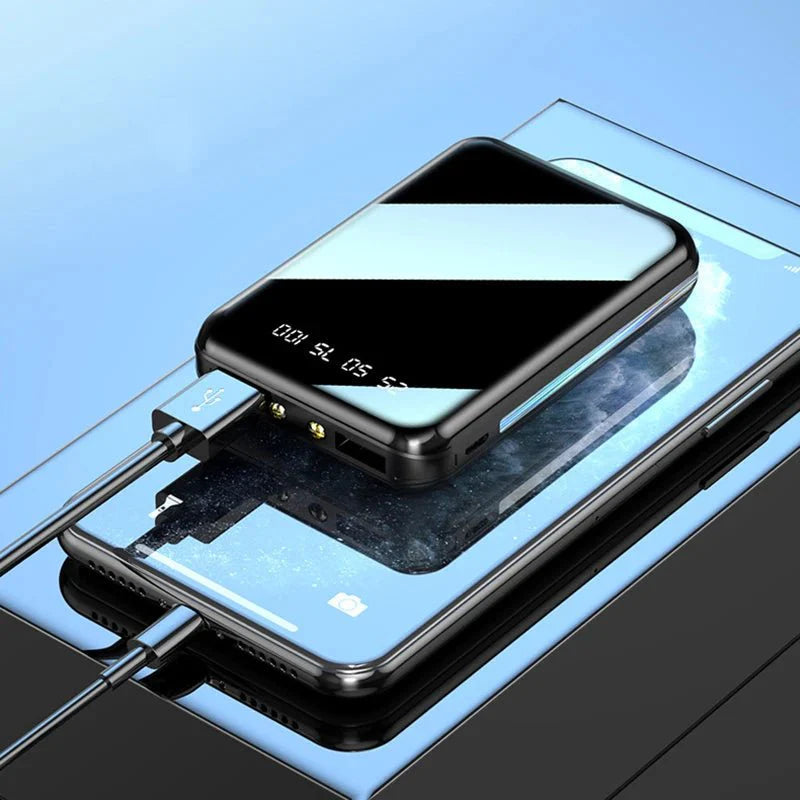 Ultra Mini Power Bank - High-Capacity Portable Charger with Mirror Screen — Gift Idea