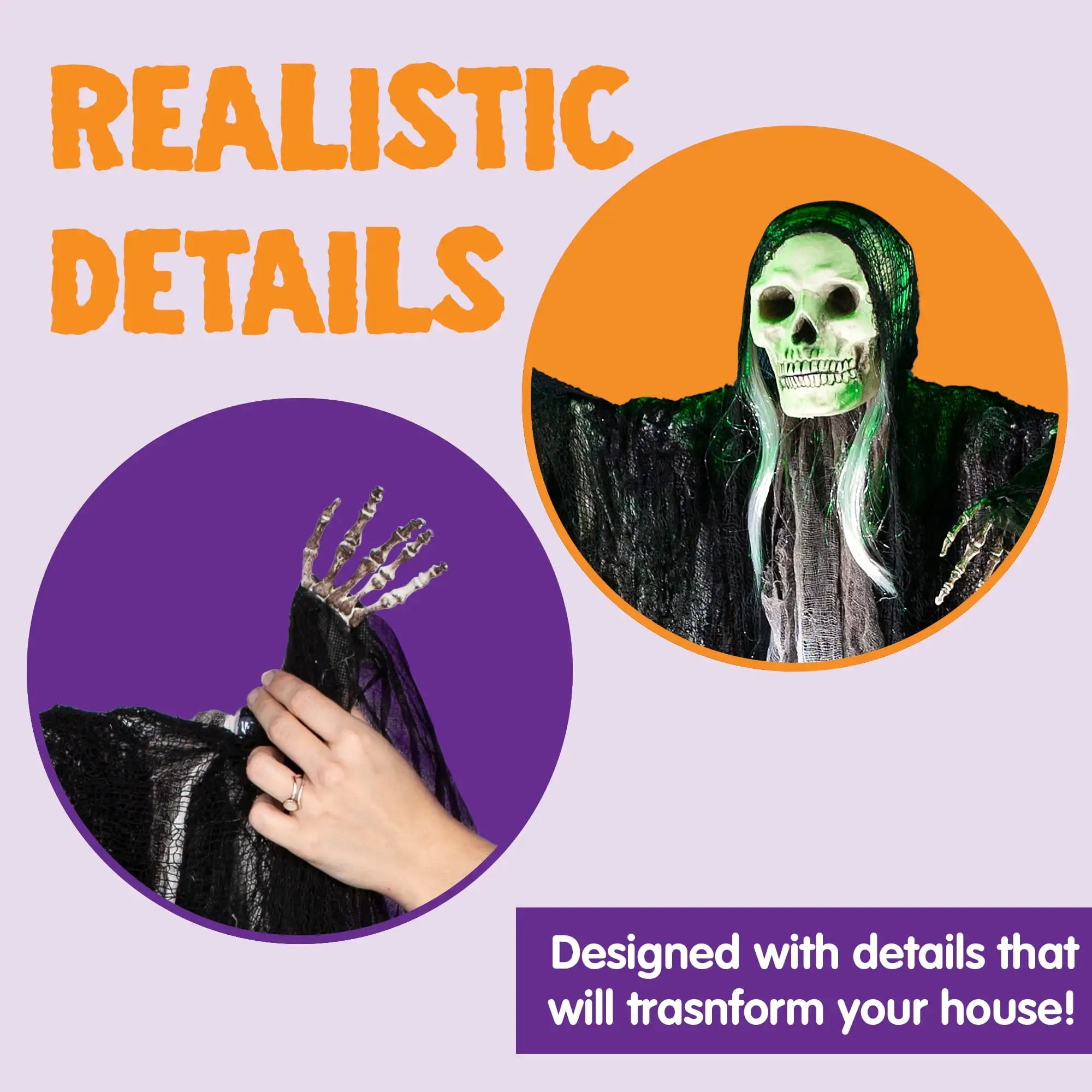 3 Pack Hanging Ghost Skeleton Grim Reaper Halloween Decorations, Scary O... — View 6
