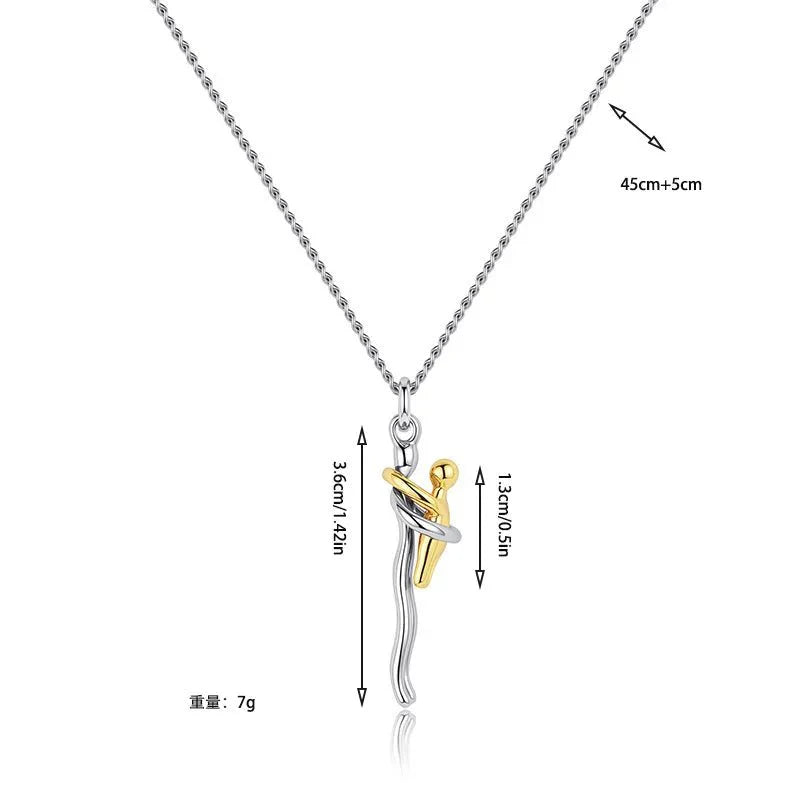 Mother & Child Hugging Pendant Necklace – Stainless Steel Minimalist Mom Charm, Anniversary Jewelry Gift - GiftWave.co