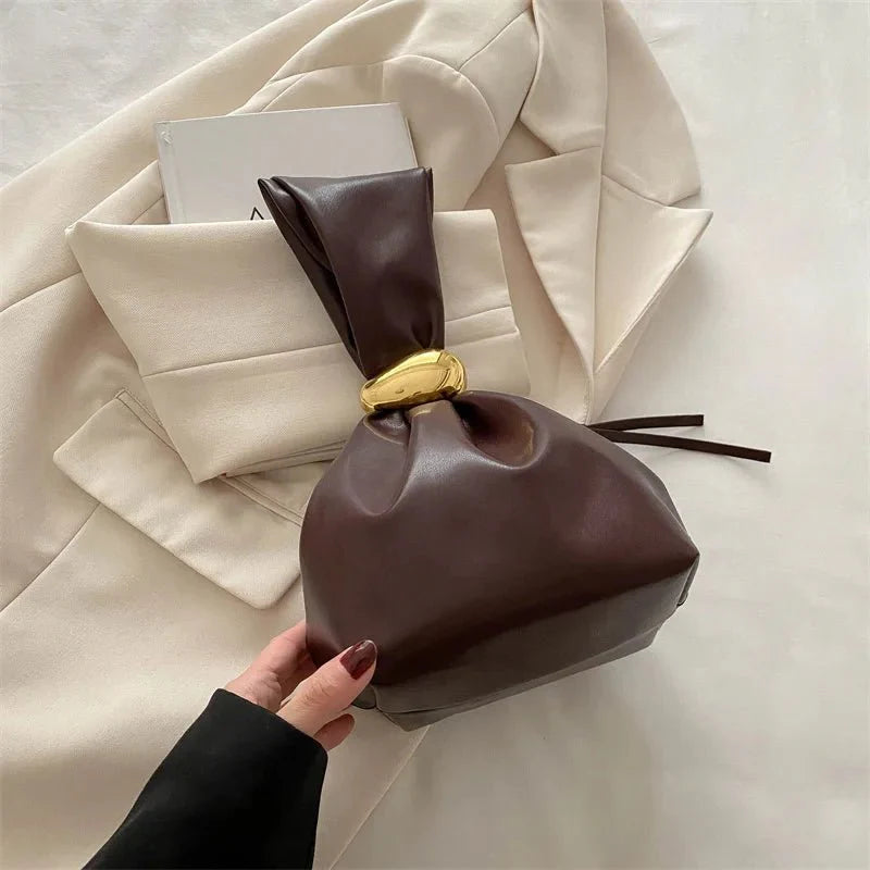 Pleated Mini Bucket Clutch Bag – Luxury Soft Leather Evening Pouch, Side Zipper, Women's Party Shoulder Bag - GiftWave.co