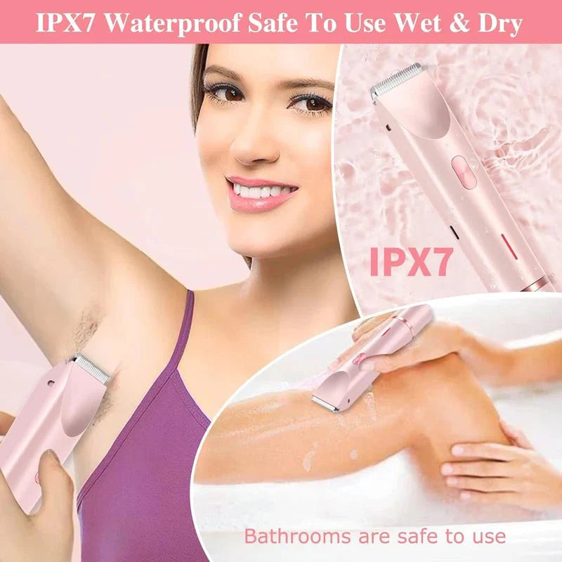 PureGlide 2 in 1 Electric Bikini Trimmer Shaver for Women, Dual Head Wet & Dry Hair Razor Waterproof with Detachable Heads - GiftWave.co