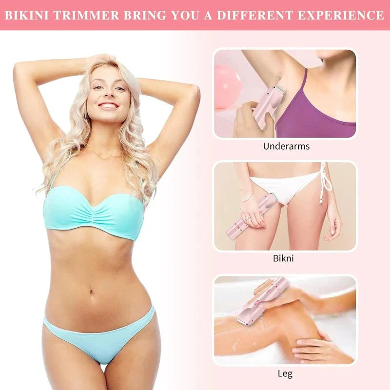 PureGlide 2 in 1 Electric Bikini Trimmer Shaver for Women, Dual Head Wet & Dry Hair Razor Waterproof with Detachable Heads - GiftWave.co