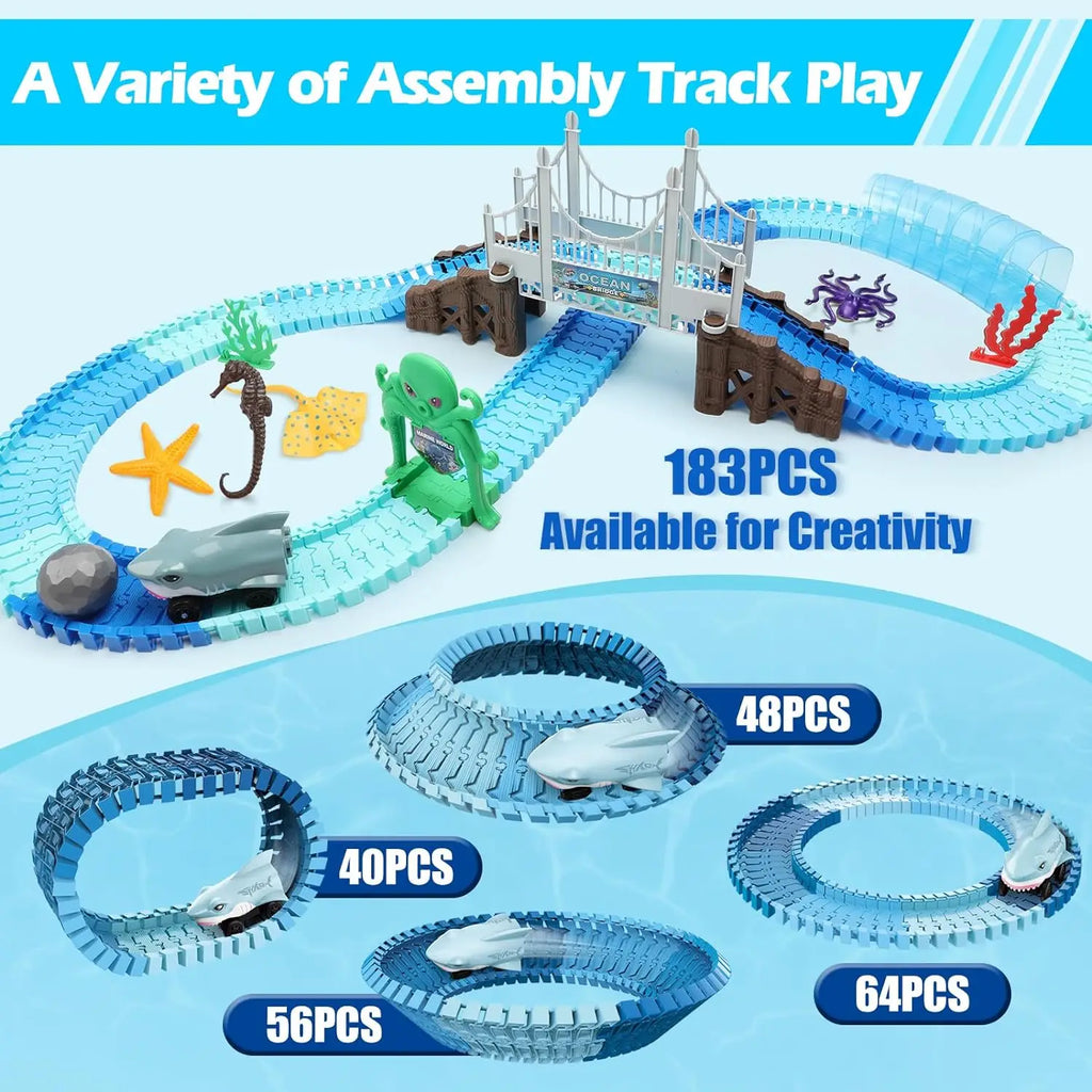 VATOS Ocean Adventure Shark Race Track | Flexible STEM Toy Set for Kids 3+ - GiftWave.co