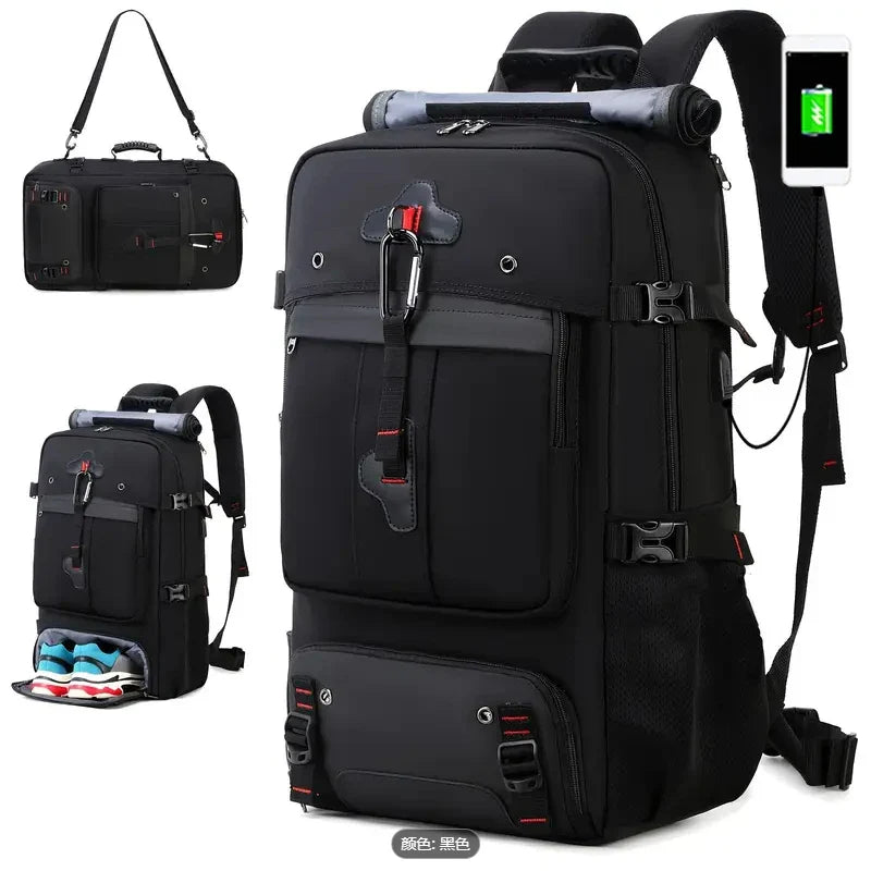 35L Convertible Travel Backpack Duffel – Port, Shoe Compartment, 15.6" L... — View 2